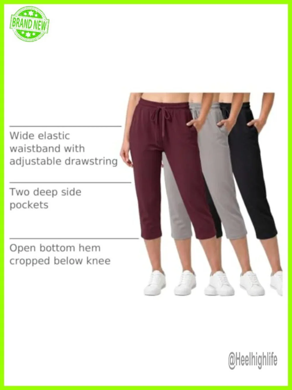 3 Pack Women's Capri Sweatpants Athletic Casual Yoga Pockets